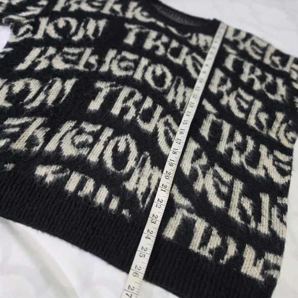 True Religion Monogram Fuzzy Sweater Size Large